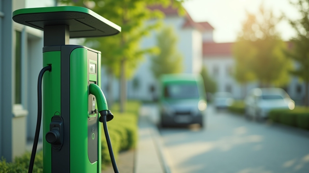 Inovatīva uzlādes stacija ar vēja ģeneratoru vai saules paneļiem, zaļā enerģija