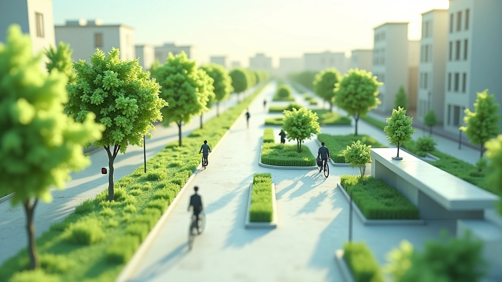 Zaļa pilsēta ar videi draudzīgu transportu infrastruktūru un zaļajiem koridoriem
